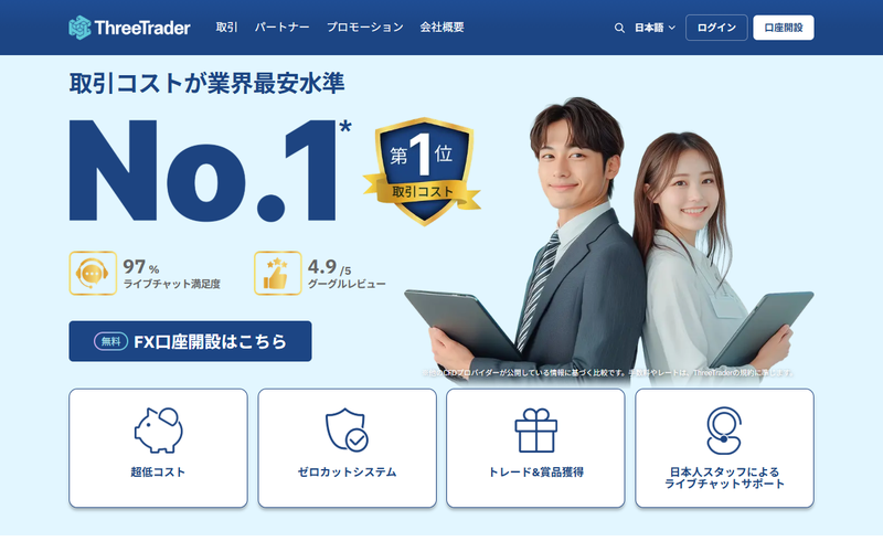 ThreeTrader公式サイトのトップページ