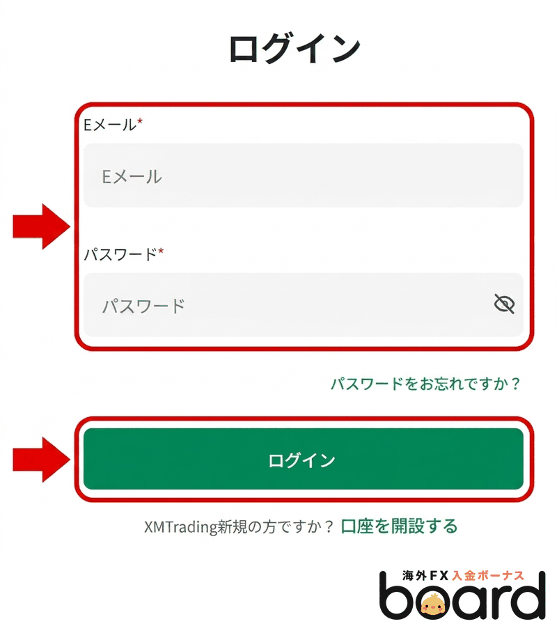 XMのログイン画面